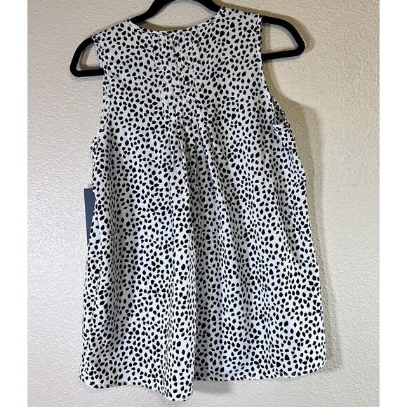 NWT Bobeau Collection Women's Size Small Black White Spotted Sleeveless Blouse - Picture 3 of 8
